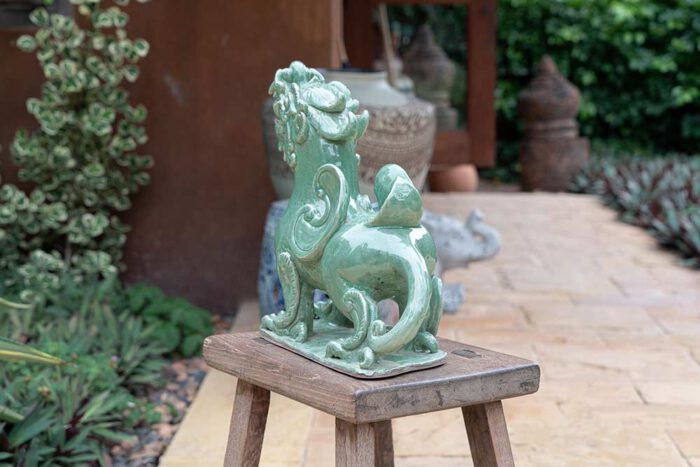 celadon ceramic foo dragon sculpture