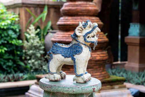small ceramic singha lion statue