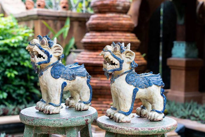 small ceramic singha lion statue