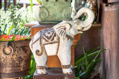 White Ceramic Elephant Sculpture