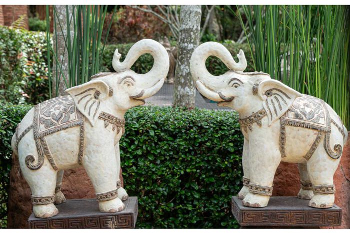 White Ceramic Elephant Sculpture