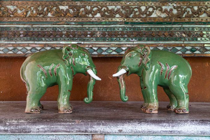 Green Celadon Ceramic Elephant Sculpture