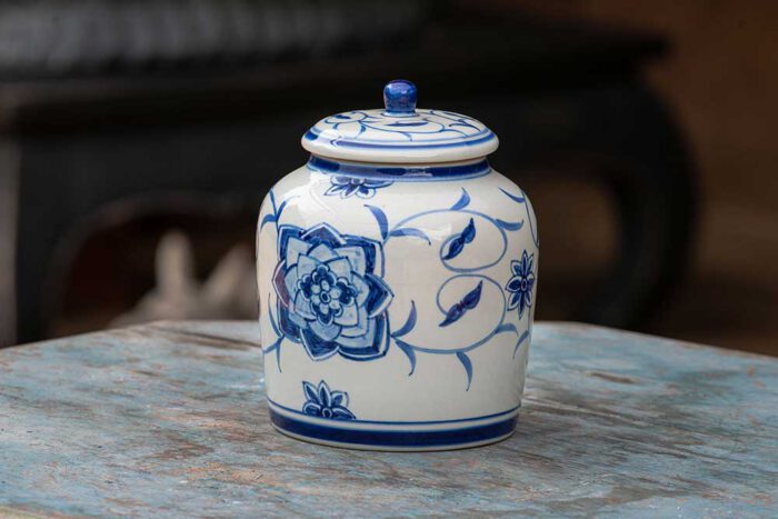 Blue and White lidded jars