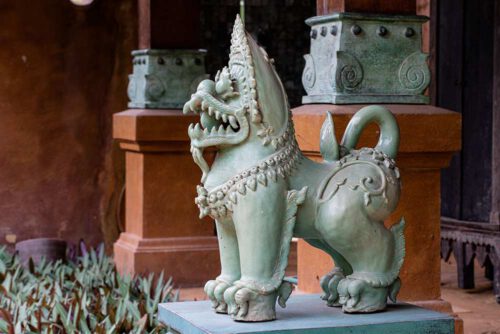 Light green celadon singha lion sculpture