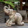 Thai Ceramic Kneeling Elephant Sculpture
