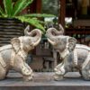 Thai Ceramic Kneeling Elephant Sculpture