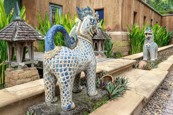 Singha Thai ceramic lion sculptures