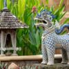 Singha Thai ceramic lion sculptures