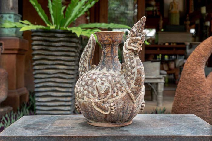 Thai earthenware dragon vase