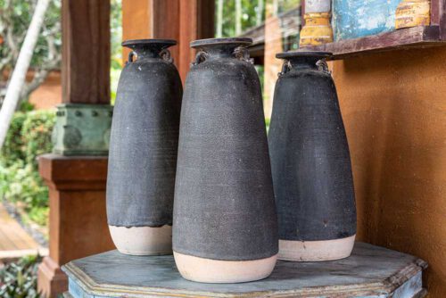 Sawankhalok Black Earthenware Vases