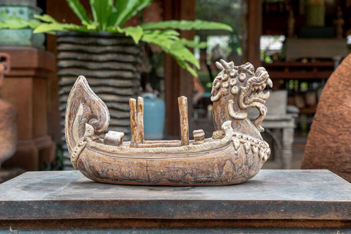 Thai earthenwware dragon boats